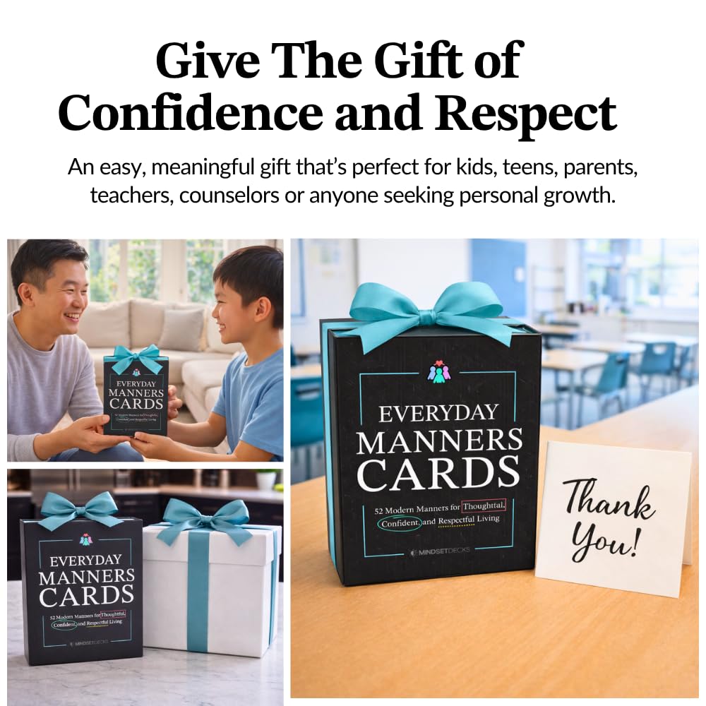 Everyday Manners Cards for Kids & Teens, Social Skills, Respect & Kindness Habits, Confidence Building Lessons