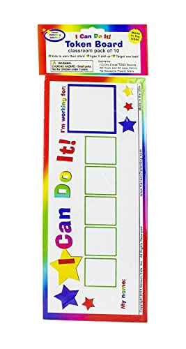 Kenson Kids “I Can Do It!” Star Token Board 10-Pack, Dry Erase Positive Reinforcement Incentive Charts for Classroom & Behavior Goals (Ages 3–10, 5x11”)