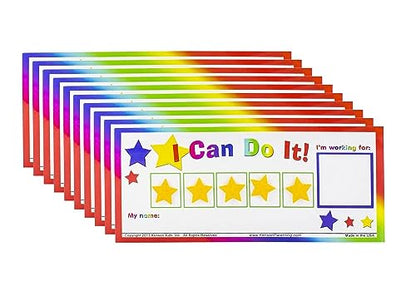 Kenson Kids “I Can Do It!” Star Token Board 10-Pack, Dry Erase Positive Reinforcement Incentive Charts for Classroom & Behavior Goals (Ages 3–10, 5x11”)
