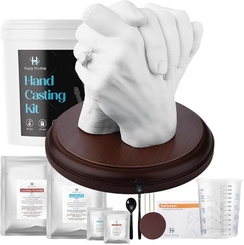 Hand Casting Kit for Couples & Family with Mounting Plaque, DIY Keepsake Sculpture for Anniversary, Wedding & Home Memory Display