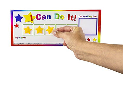 Kenson Kids “I Can Do It!” Star Token Board 10-Pack, Dry Erase Positive Reinforcement Incentive Charts for Classroom & Behavior Goals (Ages 3–10, 5x11”)