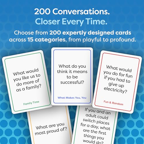 Family Conversation Cards for Kids & Adults, Dinner Table Questions Game for Connection, Communication & Quality Time Activities