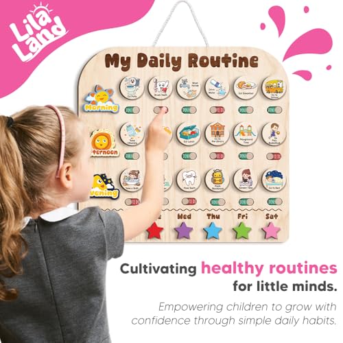 Wooden Daily Routine with Stars, Chore Chart for Kids, Visual Schedule for Kids, Morning Evening Routine Chart, Preschool Routine Chart, Routine Chart for Kids