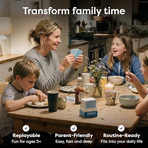 Family Conversation Cards for Kids & Adults, Dinner Table Questions Game for Connection, Communication & Quality Time Activities