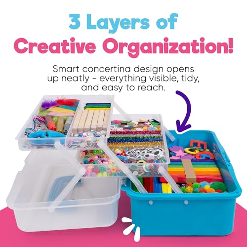Arts & Crafts Supply Box, 2800+ Pieces Deluxe Creative DIY Craft Kit with Storage Drawers for Kids Ages 4–12