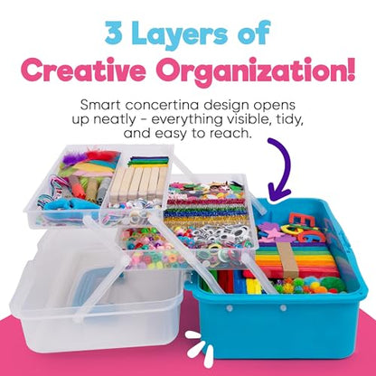 Arts & Crafts Supply Box, 2800+ Pieces Deluxe Creative DIY Craft Kit with Storage Drawers for Kids Ages 4–12