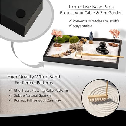 Zen Garden Desk Kit, Japanese Style Mini Sand & Rock Meditation Set with Tools & Accessories for Home Office Stress Relief and Decor