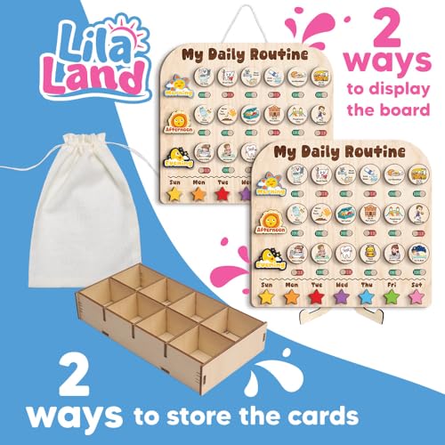Wooden Daily Routine with Stars, Chore Chart for Kids, Visual Schedule for Kids, Morning Evening Routine Chart, Preschool Routine Chart, Routine Chart for Kids