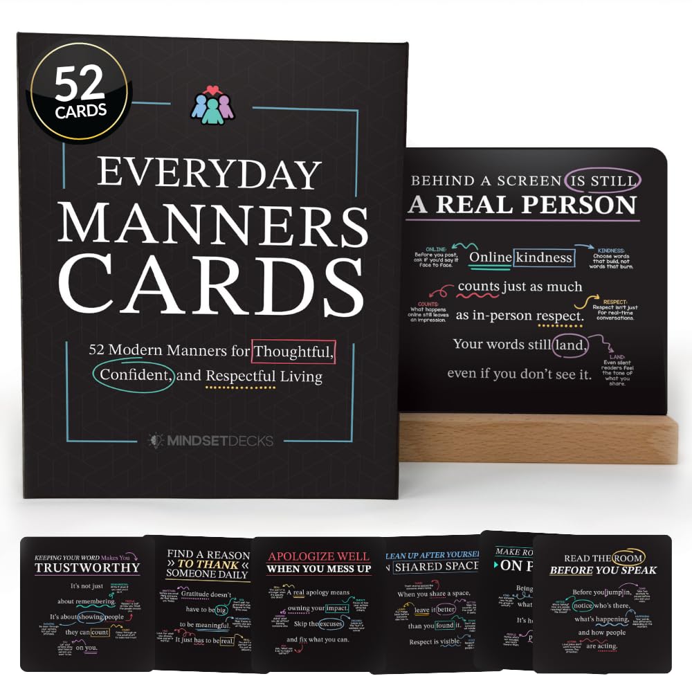 Everyday Manners Cards for Kids & Teens, Social Skills, Respect & Kindness Habits, Confidence Building Lessons