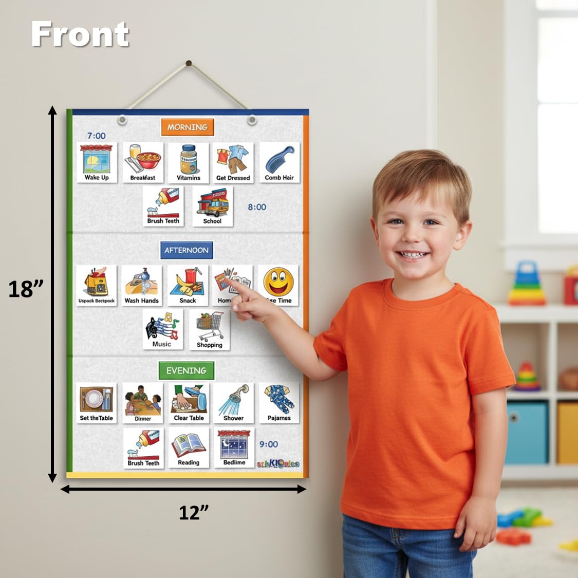 Magnetic Visual Schedule Board for Kids, Daily Routine & Reward Chart System with Dry Erase Planner for Home & Classroom