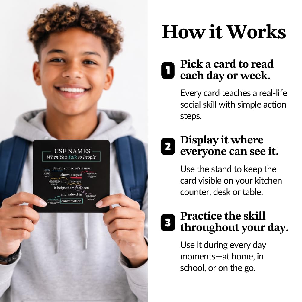 Everyday Manners Cards for Kids & Teens, Social Skills, Respect & Kindness Habits, Confidence Building Lessons