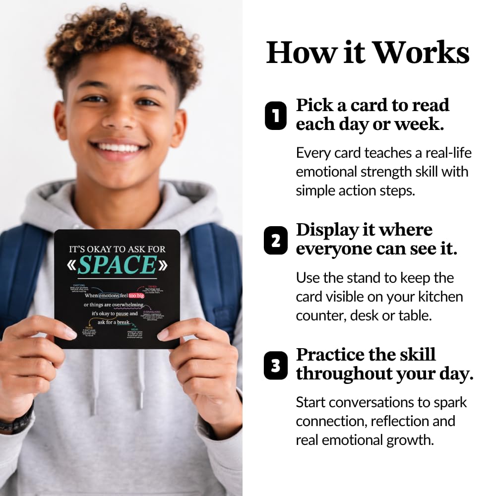 Emotional Coping Skills Cards for Kids Teens Adults, 52 Habits