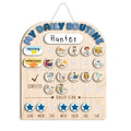 Wooden Daily Routine Chart for Kids, Visual Chore & Reward System with Morning & Bedtime Tasks