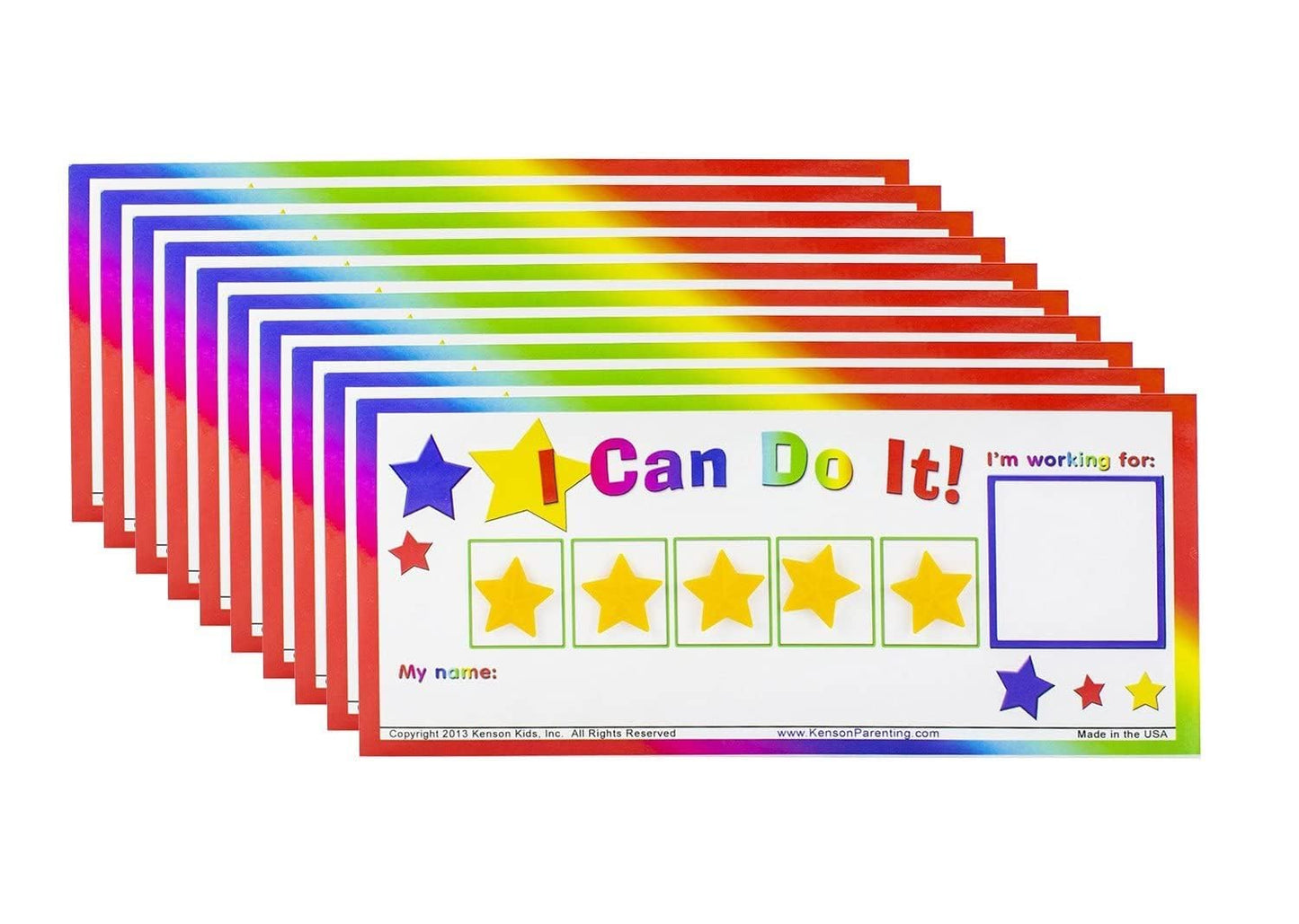Kenson Kids “I Can Do It!” Star Token Board 10-Pack, Dry Erase Positive Reinforcement Incentive Charts for Classroom & Behavior Goals (Ages 3–10, 5x11”)