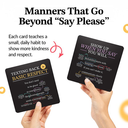 Everyday Manners Cards for Kids & Teens, Social Skills, Respect & Kindness Habits, Confidence Building Lessons