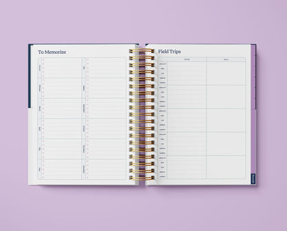Homeschool Planner, Undated Weekly & Monthly Academic Organizer for Up to 5 Children, Habit & Goal Tracking Spiral-Bound Journal