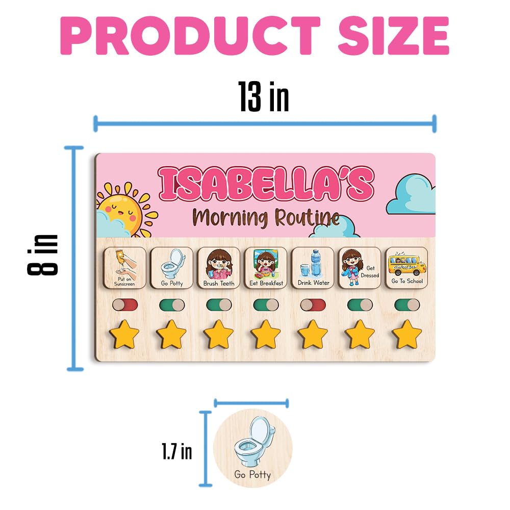 Wooden Daily Routine & Chore Chart for Kids, Visual Schedule, Reward