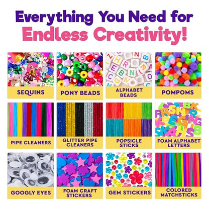 Arts & Crafts Supply Box, 2800+ Pieces Deluxe Creative DIY Craft Kit with Storage Drawers for Kids Ages 4–12