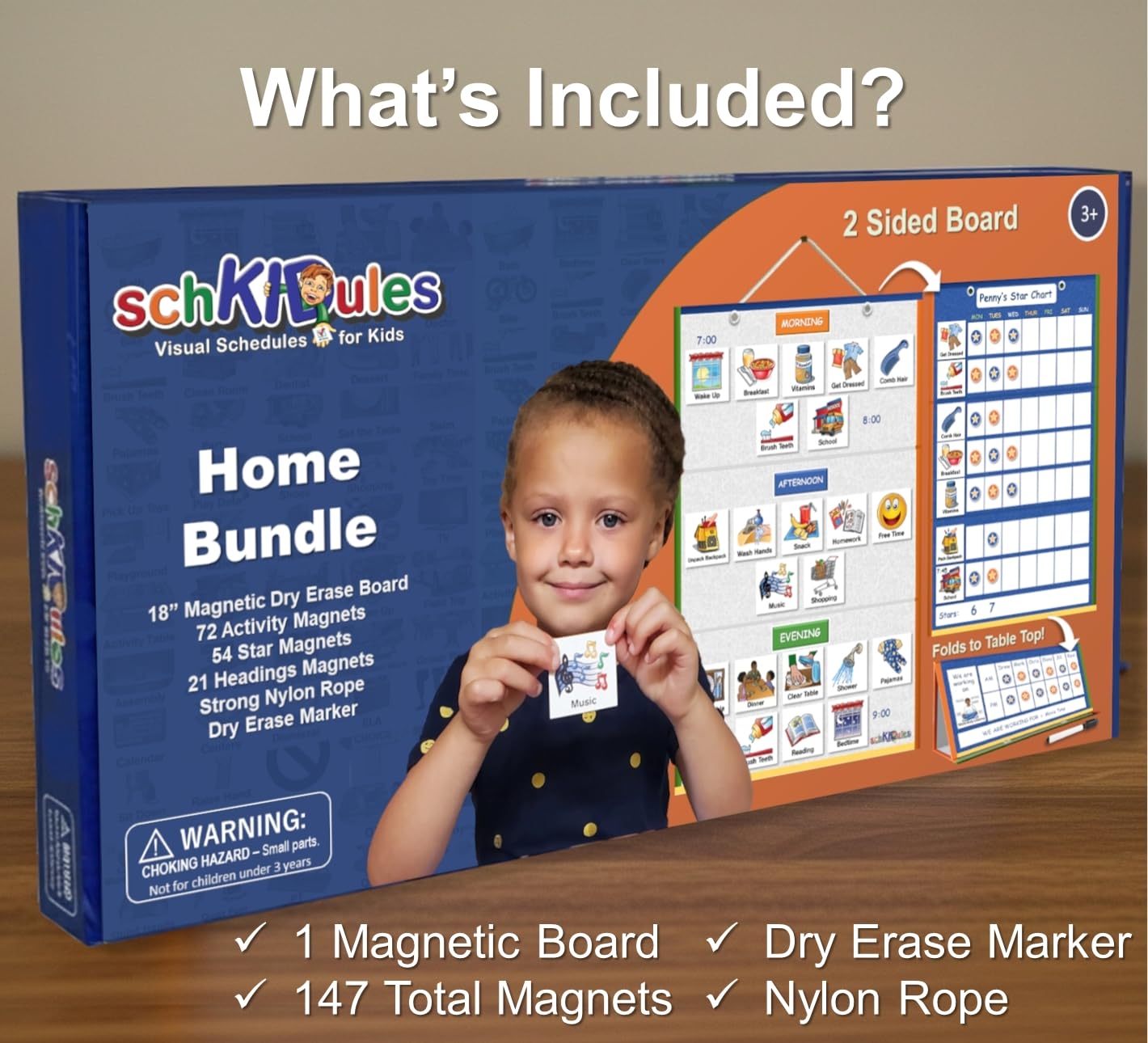 Magnetic Visual Schedule Board for Kids, Daily Routine & Reward Chart System with Dry Erase Planner for Home & Classroom