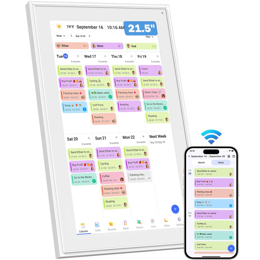 21.5inch Digital Calendar, Smart Electronic Calendar&Chore Chart