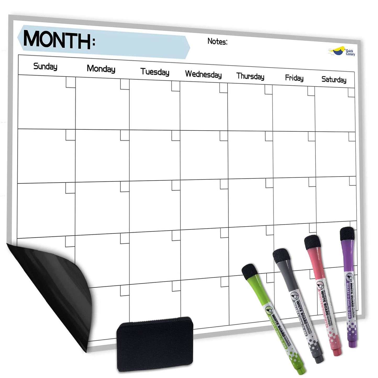 Magnetic Dry Erase Fridge Calendar, 17x12” Monthly Whiteboard Planner with Markers & Eraser for Family Scheduling and Organization