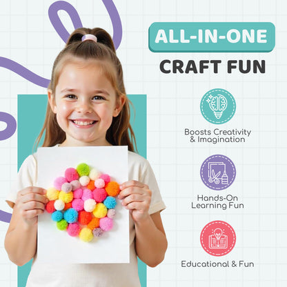 Arts & Crafts Supplies Kit for Kids, Bulk Creative DIY Art Set with Craft Materials for Fun Learning Projects