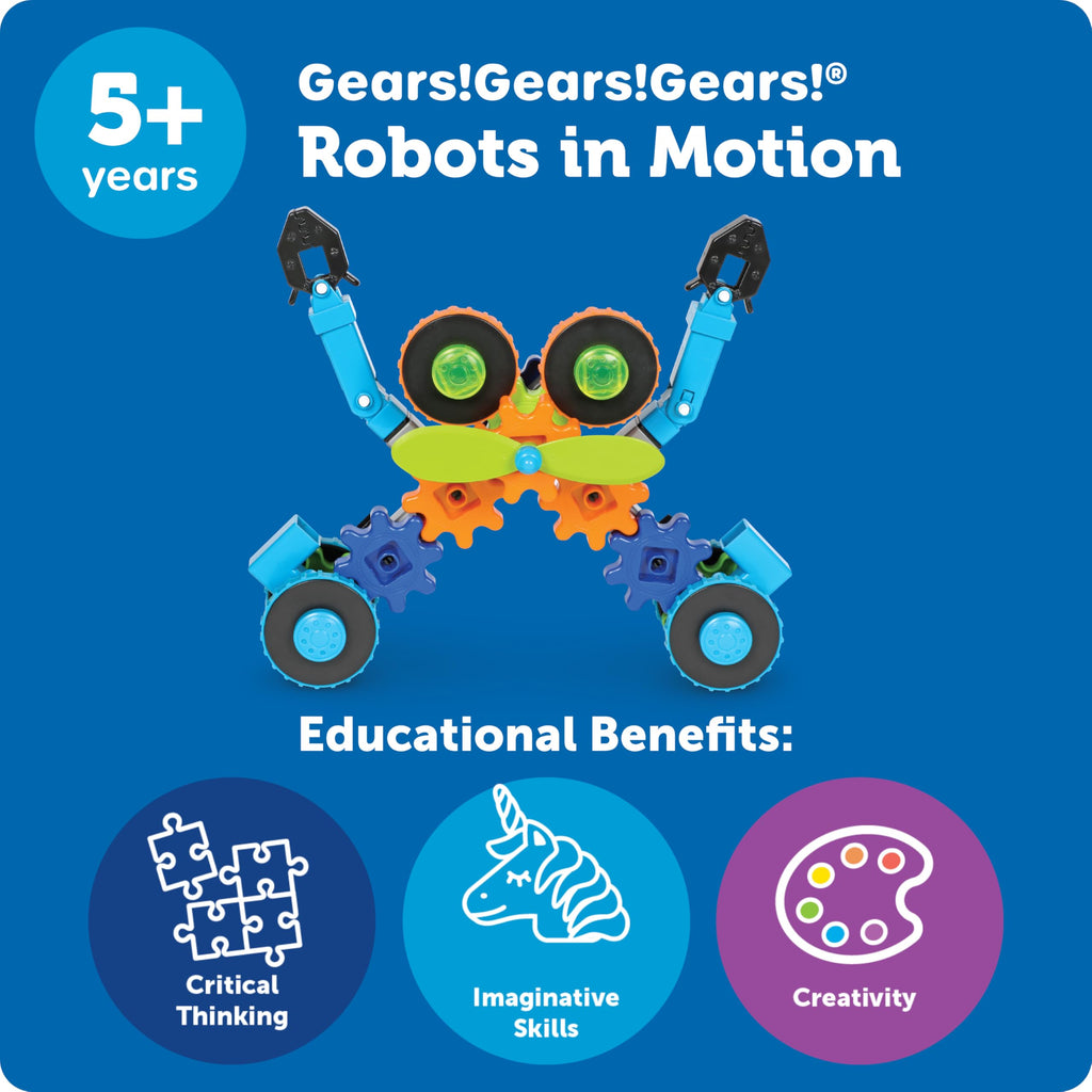 Learning Resources Gears! Robots in Motion, STEM Engineering Toy for Kids, Ages 5+