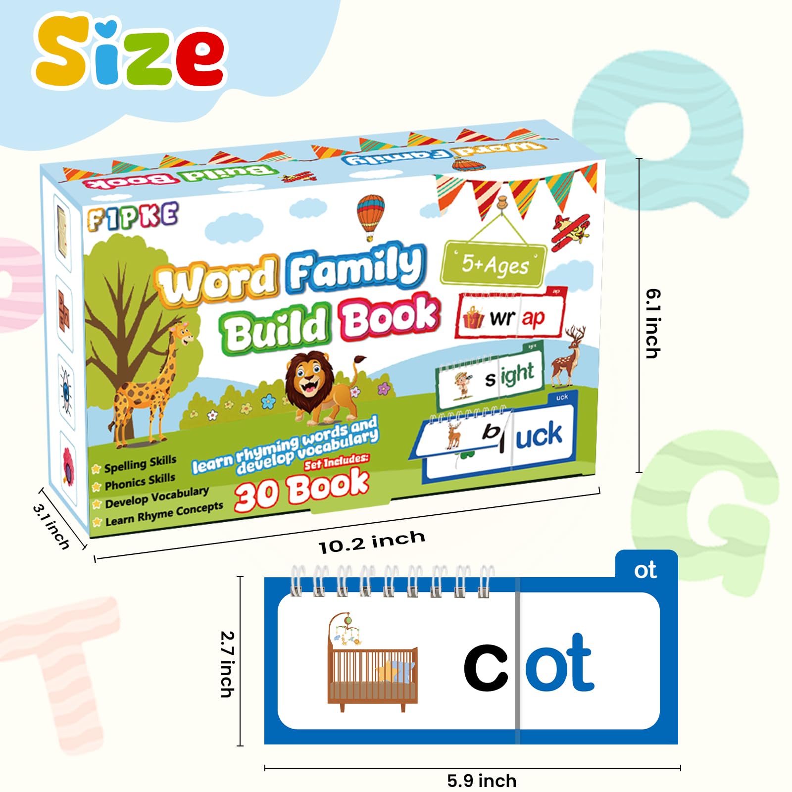 Word Family Flip Book, CVC Words Flash Cards, Kids Reading Games