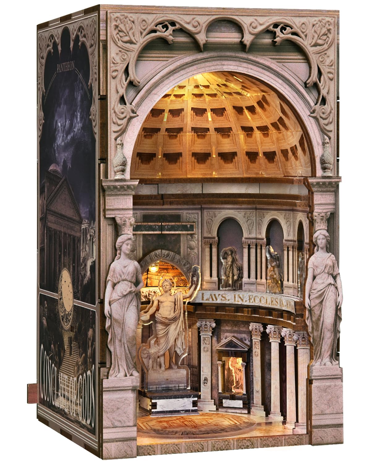 DIY Book Nook Miniature House Kit, Church Style 3D Wooden Dollhouse Model for Shelf Display and Home Decor