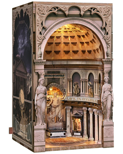 DIY Book Nook Miniature House Kit, Church Style 3D Wooden Dollhouse Model for Shelf Display and Home Decor