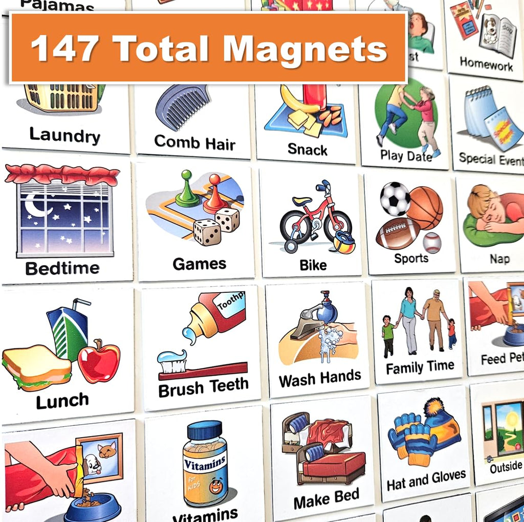 Magnetic Visual Schedule Board for Kids, Daily Routine & Reward Chart System with Dry Erase Planner for Home & Classroom