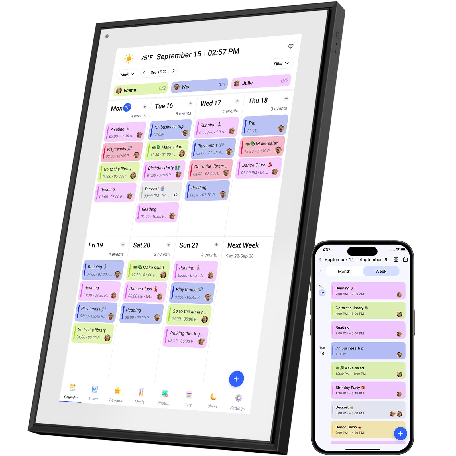 Smart Digital Calendar Wall Planner with Touchscreen, Electronic Chore & Monthly Weekly Schedule Board (1920×1080)