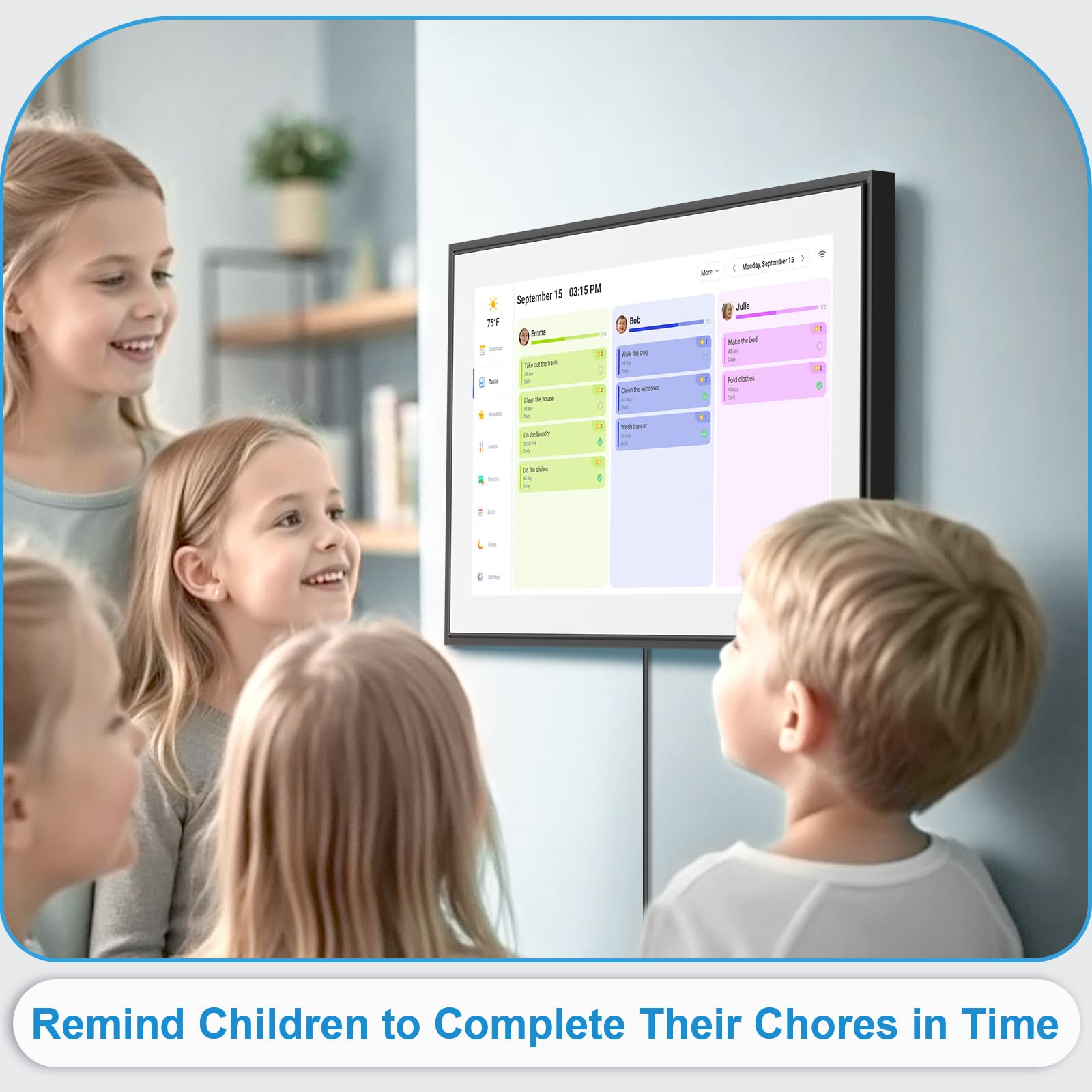 Smart Digital Calendar Wall Planner with Touchscreen, Electronic Chore & Monthly Weekly Schedule Board (1920×1080)