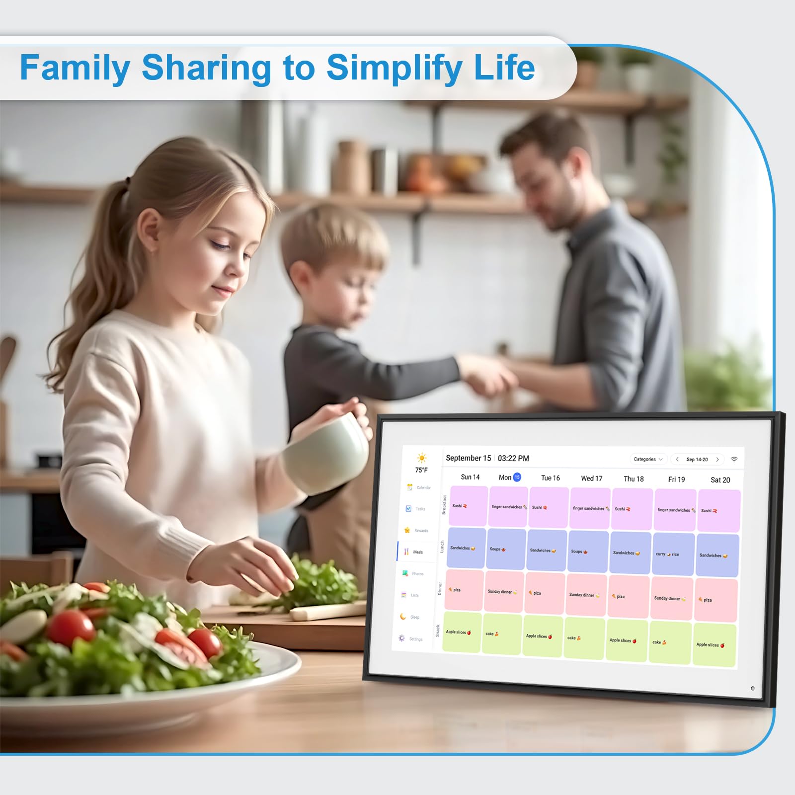 Smart Digital Calendar Wall Planner with Touchscreen, Electronic Chore & Monthly Weekly Schedule Board (1920×1080)
