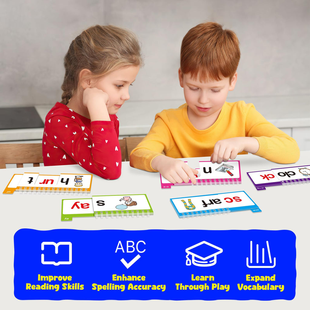 Phonics Word Family Flip Book & Flash Cards for Kids Ages 3–8