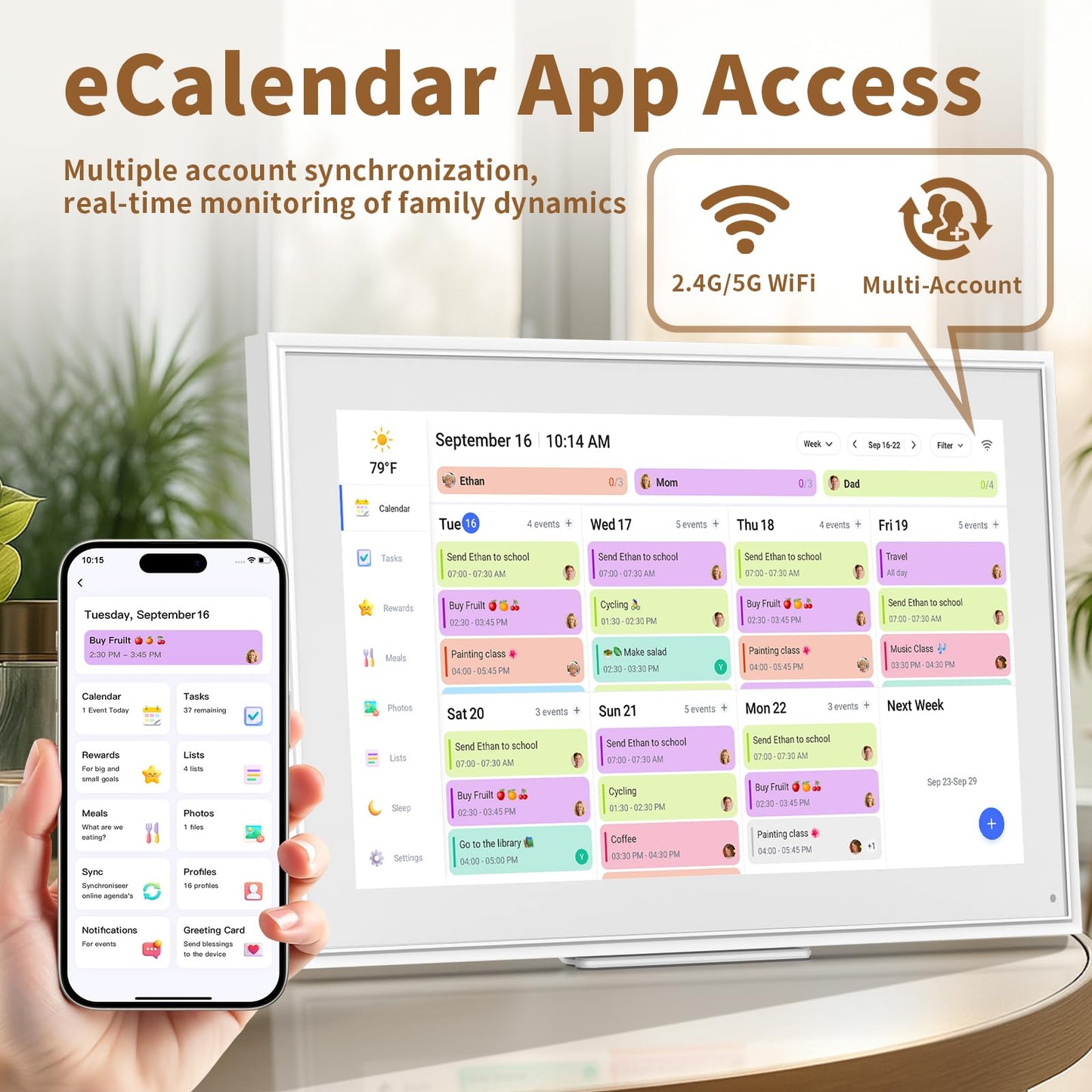 21.5inch Digital Calendar, Smart Electronic Calendar&Chore Chart
