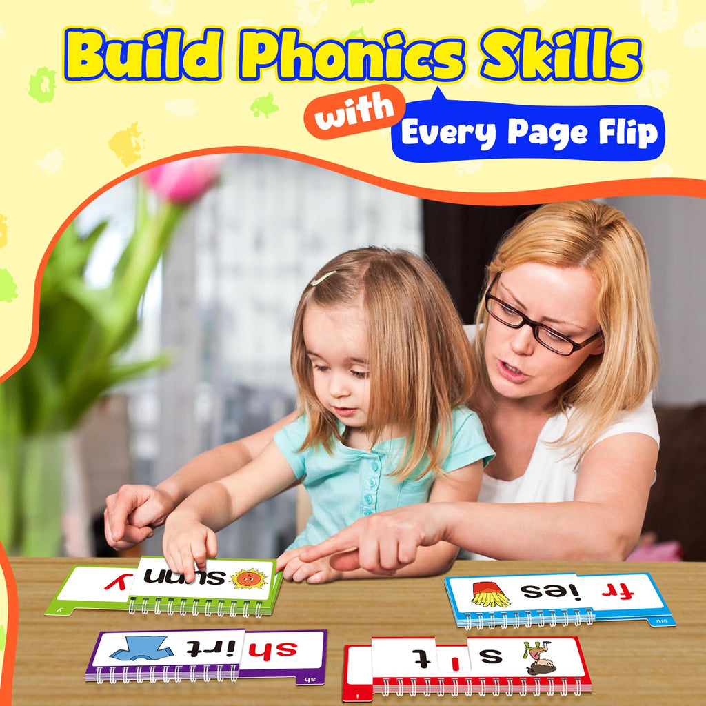Phonics Word Family Flip Book & Flash Cards for Kids Ages 3–8