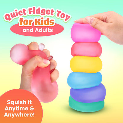 Fidget Stress Cube 6-Pack, Squishy Sensory Gel Toys for Anxiety Relief, Classroom & ADHD Calming Toys for Kids, Teens & Adults