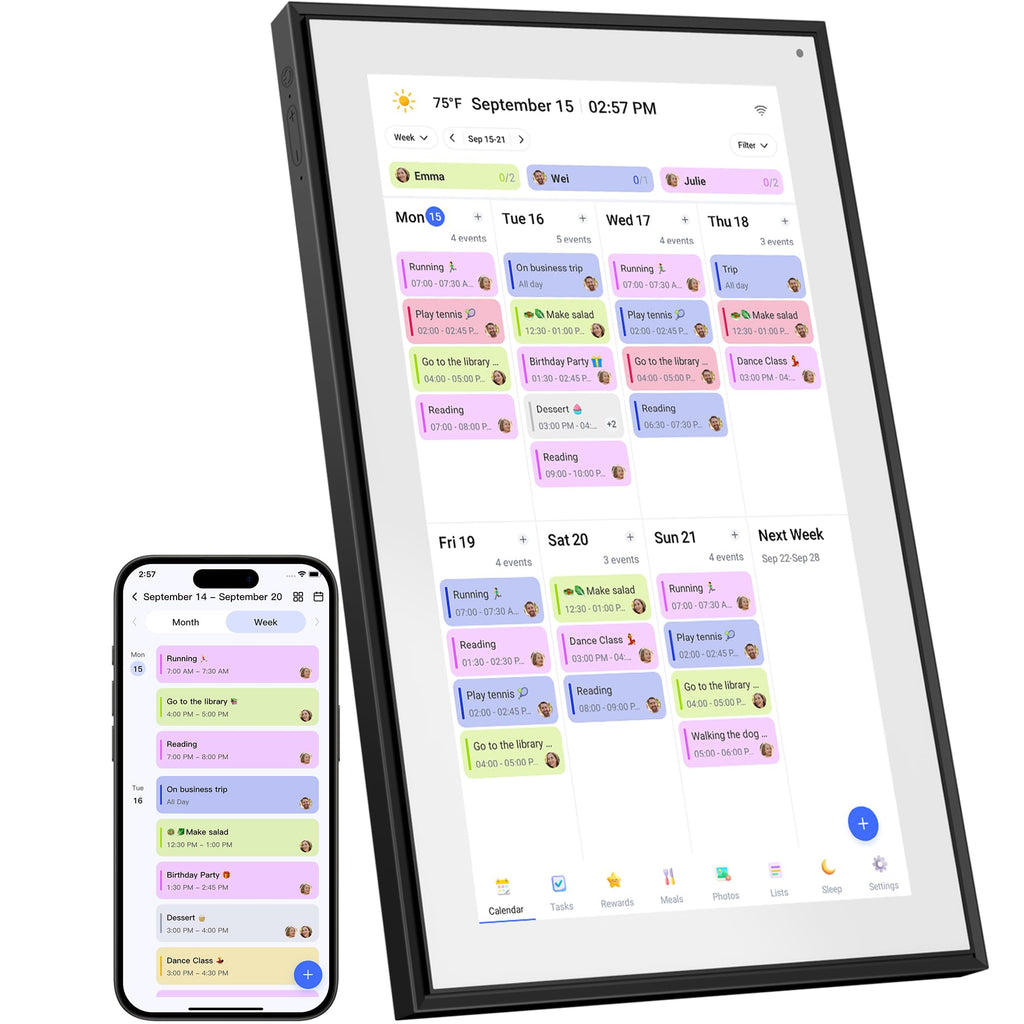 Smart Digital Calendar Wall Planner with Touchscreen, Electronic Chore & Monthly Weekly Schedule Board (1920×1080)