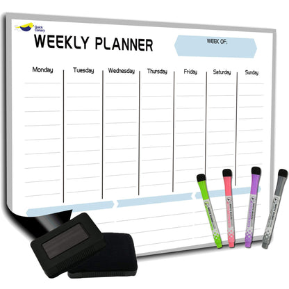 Magnetic Dry Erase Fridge Calendar, 17x12” Monthly Whiteboard Planner with Markers & Eraser for Family Scheduling and Organization