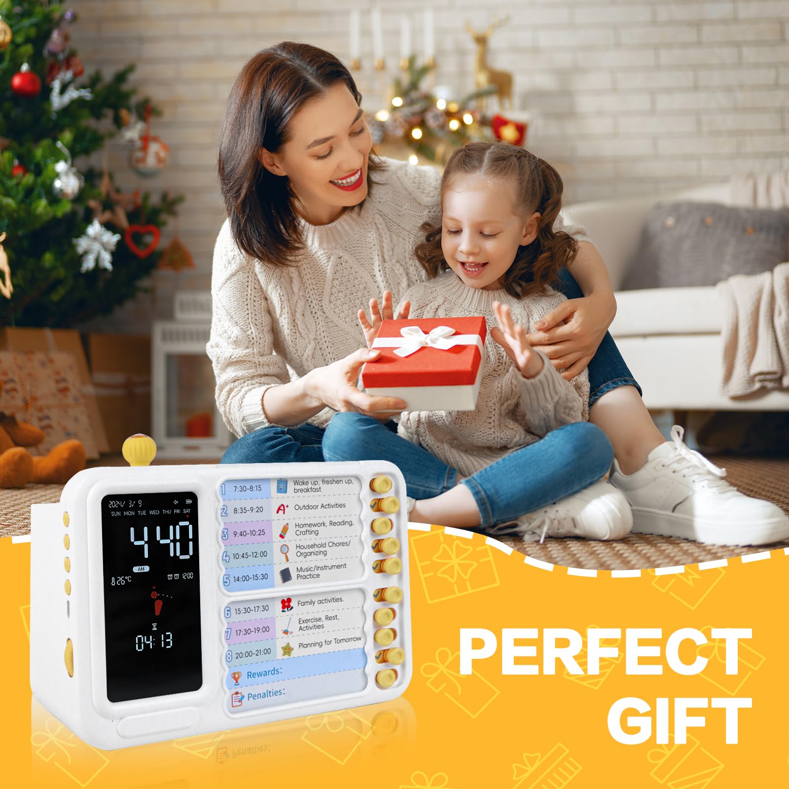 12/24 Hour Switching Visual Timer & Task Management Tool for Kids, ADHD & Autism Self-Regulation Support with 99-Minute Countdown
