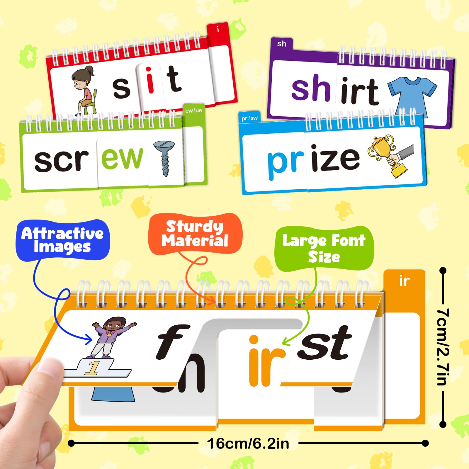 Phonics Word Family Flip Book & Flash Cards for Kids Ages 3–8