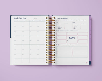 Homeschool Planner, Undated Weekly & Monthly Academic Organizer for Up to 5 Children, Habit & Goal Tracking Spiral-Bound Journal