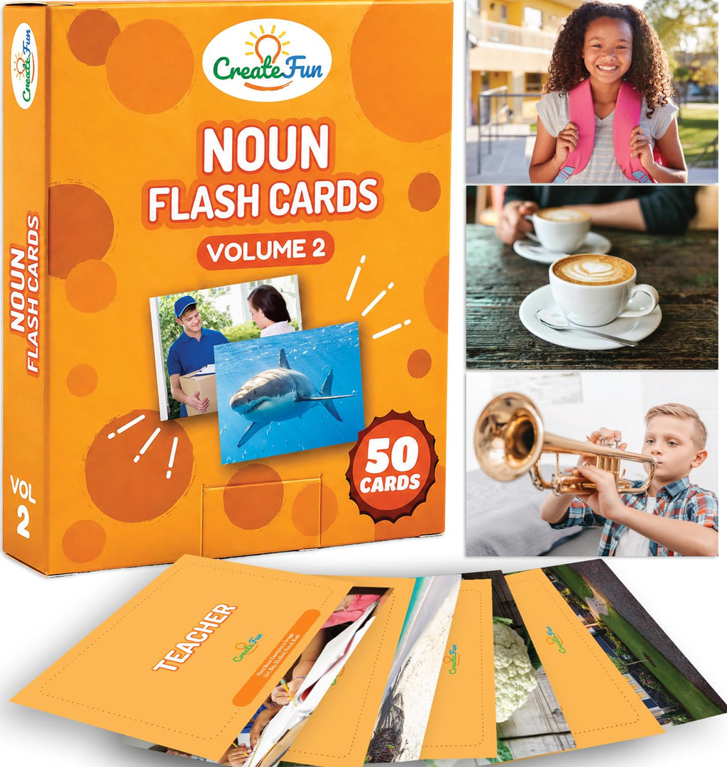 Noun Vocabulary Flash Cards for Kids, ESL Speech Therapy & Preschool Learning Set (300 Photo Cards)