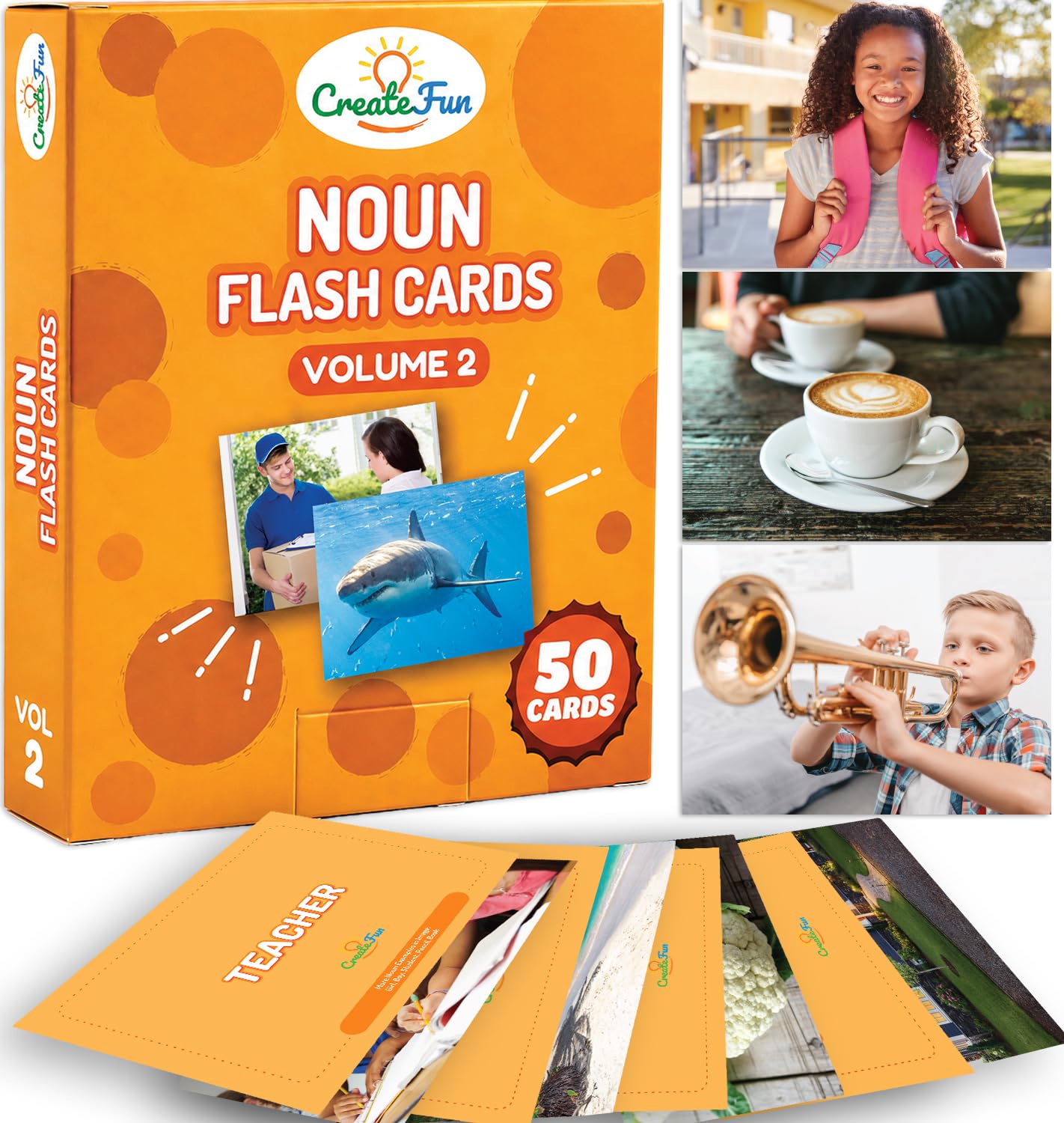 Noun Vocabulary Flash Cards for Kids, ESL Speech Therapy & Preschool Learning Set (300 Photo Cards)
