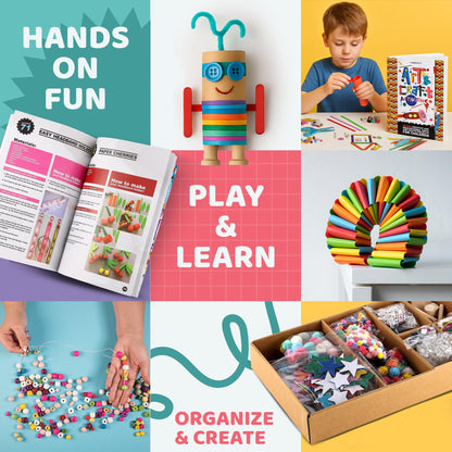 Arts & Crafts Supplies Kit for Kids, Bulk Creative DIY Art Set with Craft Materials for Fun Learning Projects