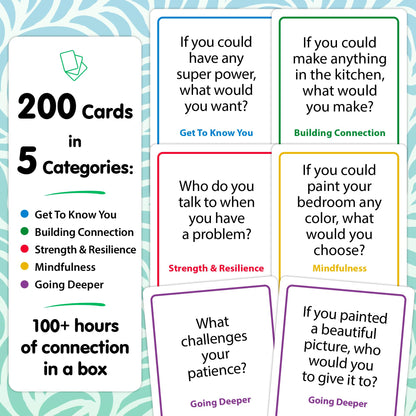 200 Conversation Starter Cards for Therapy, Counseling & Family Connection