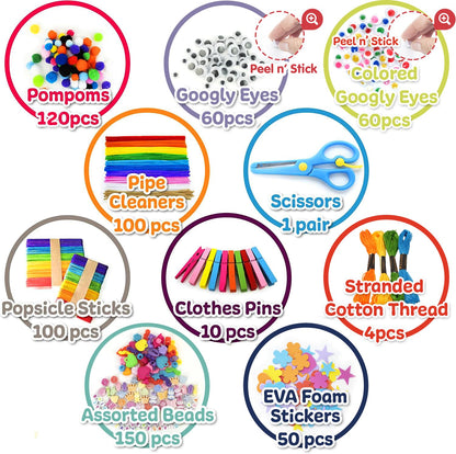 Kids Arts & Crafts Supplies Kit, 1000+ Pieces Creative DIY Art Set with Storage for Painting, Crafting & Learning Activities