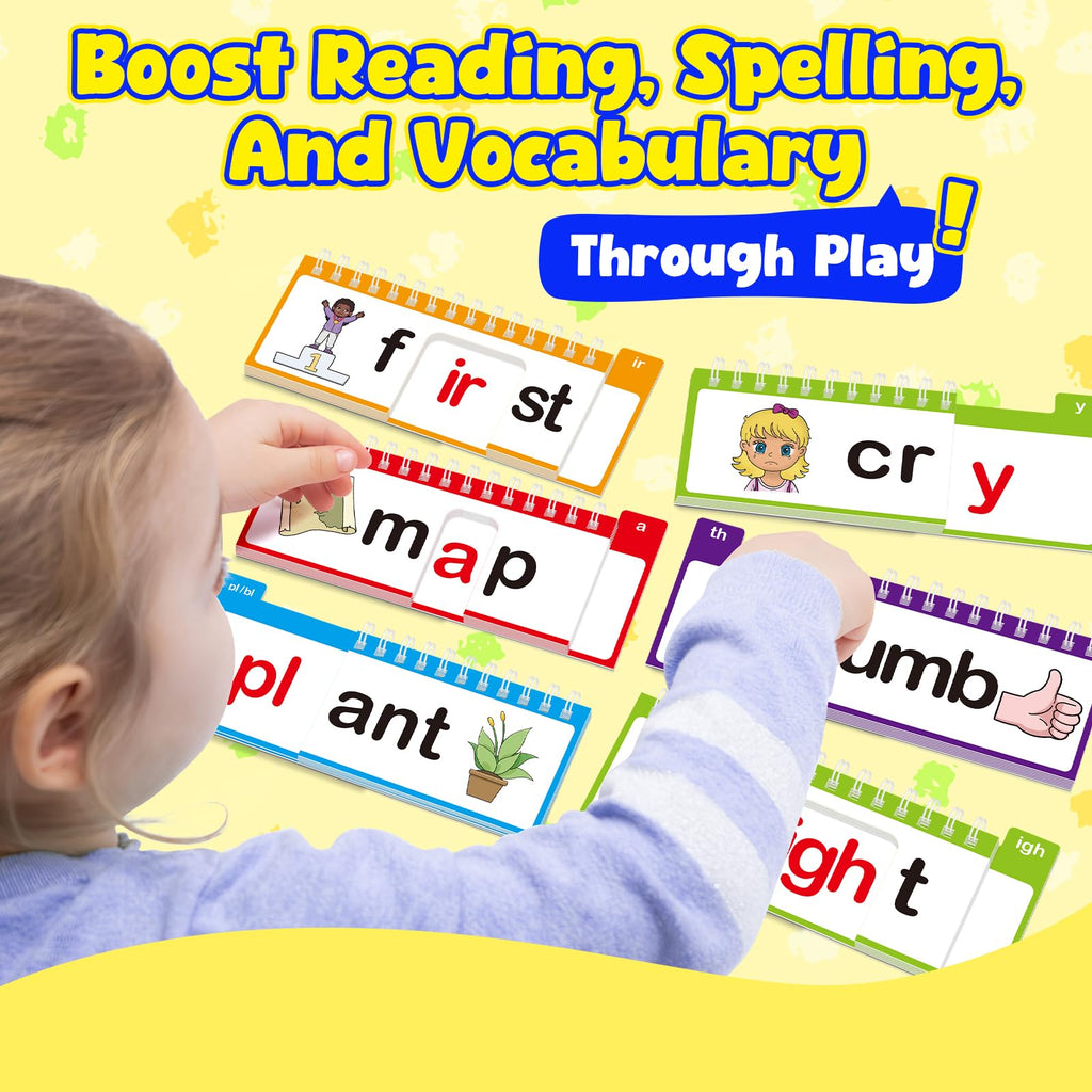 Phonics Word Family Flip Book & Flash Cards for Kids Ages 3–8