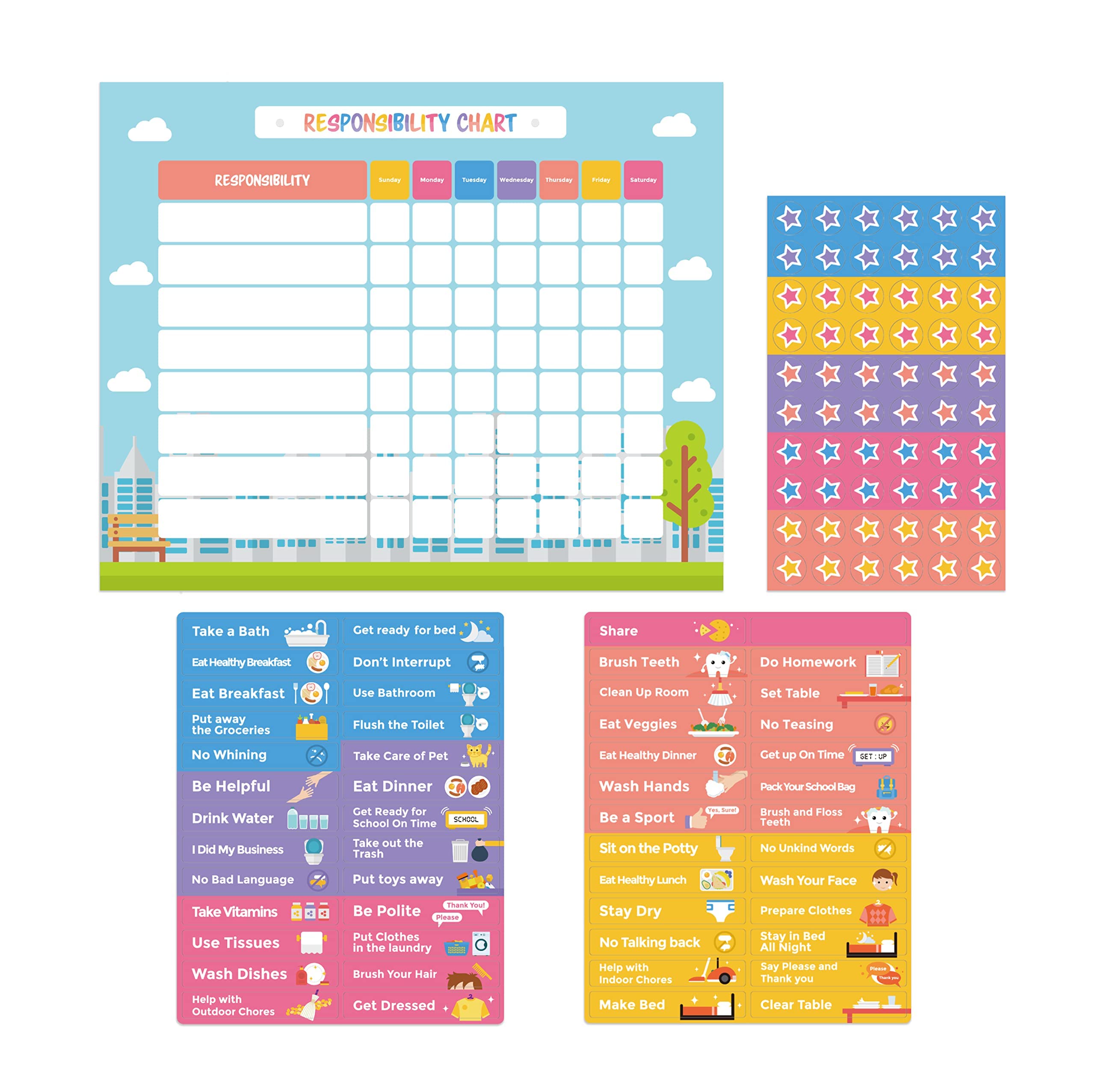 Magnetic Chore Chart for Kids, Responsibility Board & Daily Task Reward System for Home & Classroom Use
